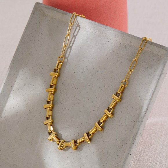 Saruda_Jewelry Jewelry - Sale!! Metal 18K Short Chain Choker Necklace